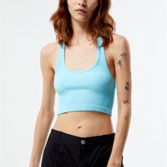 PacSun Sky Blue Ribbed halter Top - Picture 1 of 4